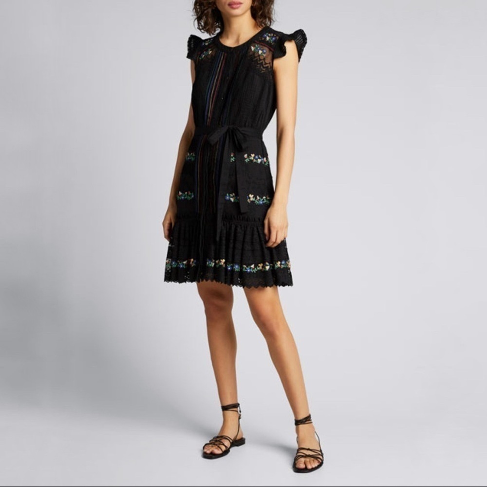 Saloni Bea embroidered button front dress